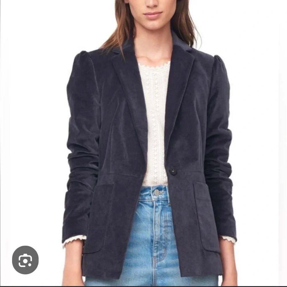 Rebecca Taylor Blue Stretch Velvet Blazer